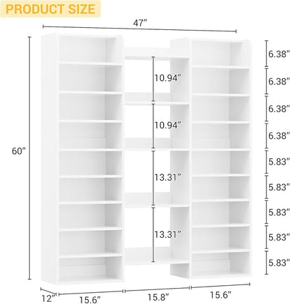 Unikito 14-Tier Shoe Cabinet, Wood Shoe Storage Organizer for Entryway, Freestanding Shoe Rack Cabinet with 22 Open Cubbies for Front Door Entrance, Living Room, Hallway, Bedroom, White