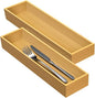 guiogc Bamboo Drawer Silverware Organizer, Flatware Organizers, Multi-purpose Bamboo Storage Box for Kitchen, Offices and Dressing table 11.5" x 3.15" x 1.8" (Set of 2)