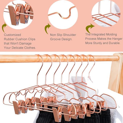 50Pack Koobay 16.5" Metal Hook Wire Rose Gold Copper Hangers with Clips Clothes Stroage Coat Hangers