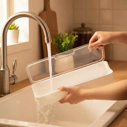 2 PCS Flatware Tray with Lid and Drainer Large capacity Kitchen Drawer Organizer Silverware Tray Dinnerware Holder Utensil Holder Utensil Storage Container for Countertop Cutlery
