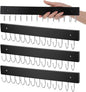 4 Pack Necklace Holder Wall Mount, Tangle-Free Wall Necklace Organizer with 14 Hooks, Wooden Jewelry Hanger, for Chains, Bracelets, Earrings, Black