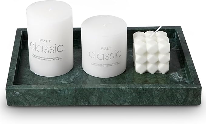 Elegant Green Marble Tray for Bathroom, 12" x 8" x 1.2" Natural Marble Serving Tray for Kitchen & Home Decor – Natural Marble Vanity Organizer