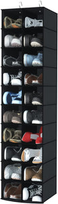 Hanging Shoe Organizer for Closet, 20 Sections Hanging Closet Organizers and Storage Shelves, Space Saving Hanging Shoe Rack, Black, 12''W×12''Dx 50''H