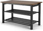 3-Tier Shoe Rack Bench, Shelf Storage Bench w/h Metal Shelves and Seat, Free Standing Shoe Organizer for Entryway, 11 x 27.2 x 17.2 Inches Shoe Bench, Brown & Black