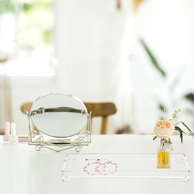 Vanity Bathroom Tray, Acrylic Rectangle Decorative Catchall Organizer Storage Tray - Clear