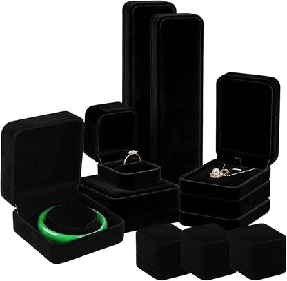 10 Pack Velvet Jewelry Gift Boxes for Bracelet Necklace Pendant Ring Earring Display Case Jewelry Box Storage Organizer Holder for Wedding