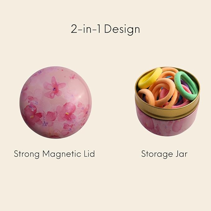 Magnetic Bobby Pin Holder, 2-in-1 Design Bobby Pins Collector and Storage, Hair Accessories Organizer, Magnetic Paper Clip Holder, Pink Sakura