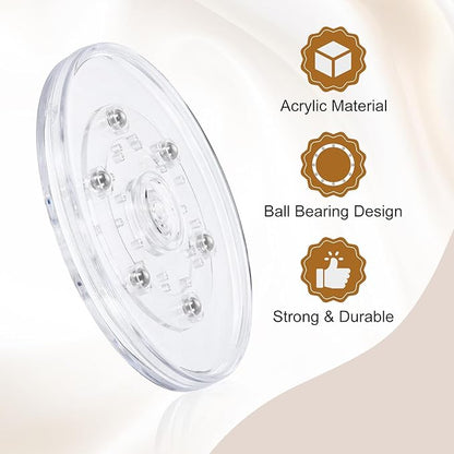 uxcell 3Pack Acrylic Lazy Susan Turntable, 5" Spinner Lazy Susan Turntable Organizer, Acrylic Ball Bearing Rotating Tray for Pantry Spice Rack Decorating, Clear