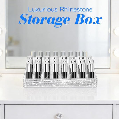 Bling Acrylic Lipstick Lip Gloss Organizer 24 Slots Comestic Display Holder for Nail Polish Essential Oil