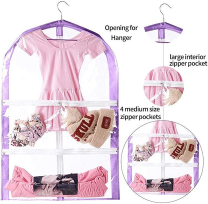 Clear Kids Garment Bags,3 Packs Garment Bag For Dance Costumes With Pockets,Foldable Garment Bags For Hanging Clothes Travel Storage,Dance Garment Bags For Dancers.35" Garment Dance Competition Bag