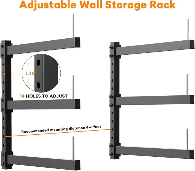 Lumber Storage Rack Wall Mount - Wood Storage Racks Heavy Duty Metal Shelf Wall Mount Wood Organizer Racks for Shed, Workshop, Garage, Basement, Wall Storage Racks - Indoor & Outdoor Use, 690 LBS Load