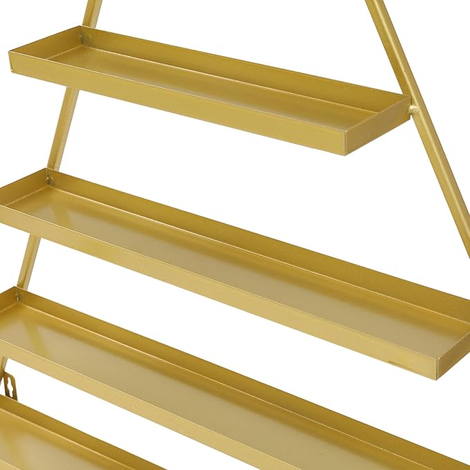 Elegant Gold Wall Mounted Nail Polish Rack - Set of 6 Triangular Cosmetic Display Shelves for Essential Oil Bottles, Organize Your Lipsticks and Perfumes in Style at Home or Salon (Gold)