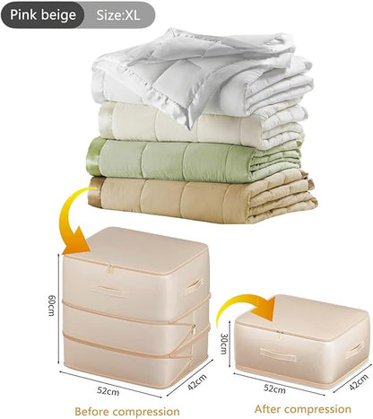 Mecolor Space Saver Compression Storage Bags, Clothes Storage, Bedding Storage, Duvet Storage, Bedding Organiser with Zipper, Pillow, Carrier Bag Storage (apricot, XL)