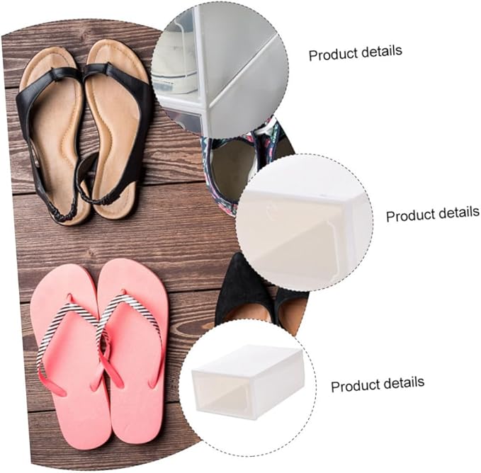 6pcs Large Capacity Shoe Storage Boxes with Flip-top Compartments Thickened Plastic Shoe Organizer for Closet and Home Storage in Pearl White