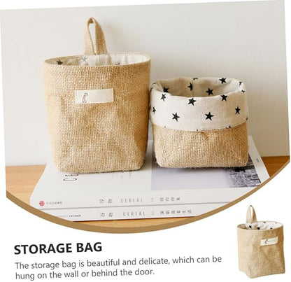 2Pcs Hanging Organizer Bag Stylish Door Wall Storage Pouch for Dorm Room Convenient Space Saver Dual Sided Use Natural Beauty Design for Organizing