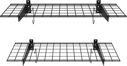 TORACK 2 Pack Garage Wall Shelves, 15" x 45" Wall Mounted Wire Shelves for Garage Heavy Duty Wall Shelving(Pack of 2, Black)