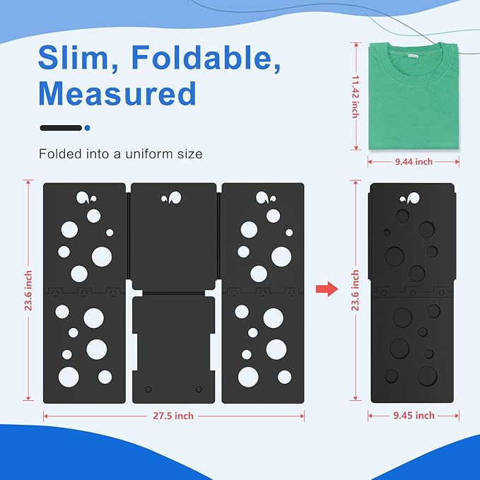 BoxLegend V5 Shirt Folder Board T-Shirt Folding Helper Laundry Liners Sorter for Clothing Durable Plastic, Black
