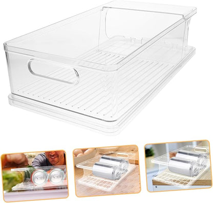 PRETYZOOM Stackable Soda Can Organizer Automatic Rolling Function Refrigerator Beverage Holder for Beer and Soda Cans Easy Access Drink Storage Bin