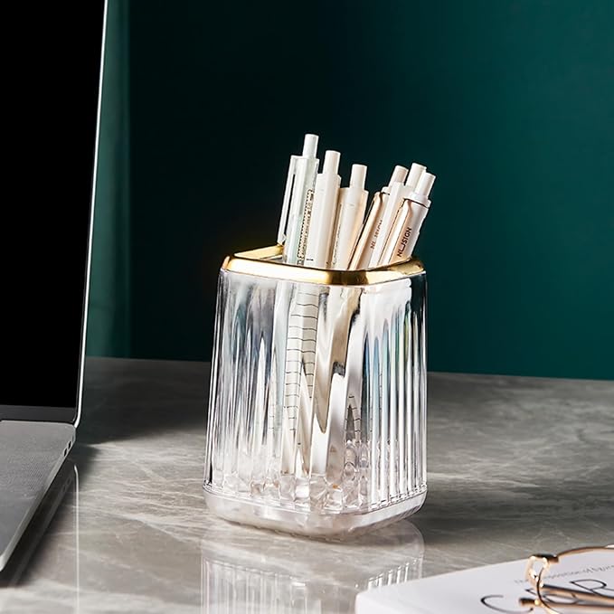 Makeup Brush Holder Clear Acrylic Makeup Brushes Organizer Pen Pencil Holder Cosmetic Brush Holder for Vanity Bathroom Decor, Set of 2