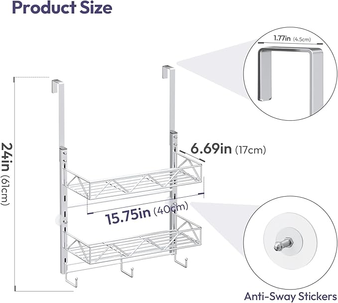SWTYMIKI Over Door Hat Organizer - 3 Tier Wall Mounted Hat Rack with 2 Adjustable Metal Basket and 3 Hooks, Hanging Baseball Cap Organizer Storage Holds up to 29 Caps for Door, Bedroom, Closet