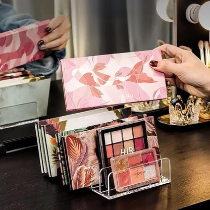 WECHENG 2 Pack Acrylic Eyeshadow Makeup Palette Organizer: Clear Makeup Organizer for Drawer - 7-Section Cosmetic Organizer for Vanity Countertop holder Storage Accessories