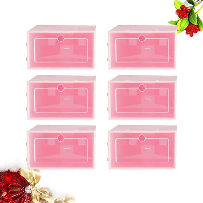 6PCS Thickened Shoe Boxes Stackable Plastic Shoe Storage Containers Magnetic Door for Sneaker Organization in Closet