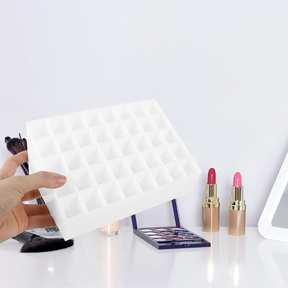 Cabilock 40 Slot White Plastic Lipstick Organizer Makeup Storage Stand Cosmetic Display Case for Vanity Table