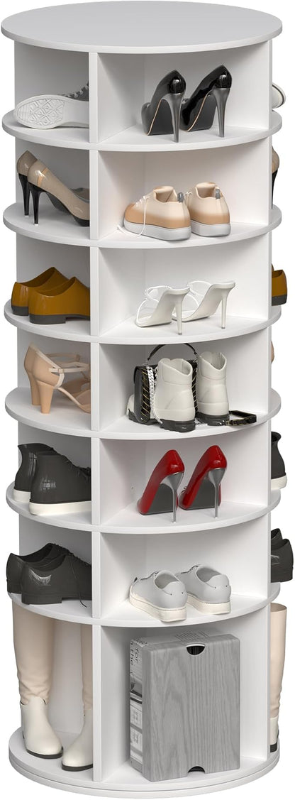 7 Tier Rotating Shoe Rack Tower, Spinning Shoe Tower Display Lazy Susan, Revolving 360° Shoe Rack Storage Round Carousel, Vertical Handbag Rotate Shoes Closet Organization