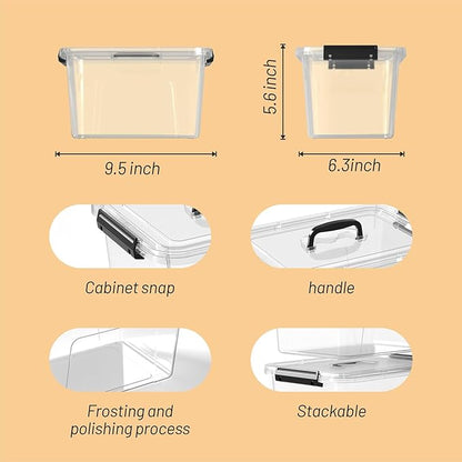 Stackable Clear Storage Bins with Latching Lids, 6-Quart (5-Pack) - Durable Plastic Organizing Containers with Handles for Home, Office, Closet & Pantry Organization