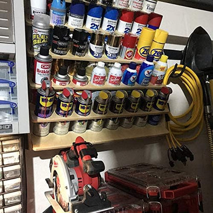 Spray Can Lube Holder Organization Storage Rack Wood Shelf Case Organizer 40-Slot Plywood