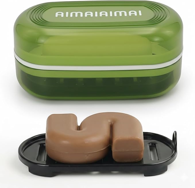 AIMAIAIMAI Soap Holder - Portable Travel Soap Case with Draining Layer - Perfect for Bathroom, Gym, Camping, Traveling (Green)