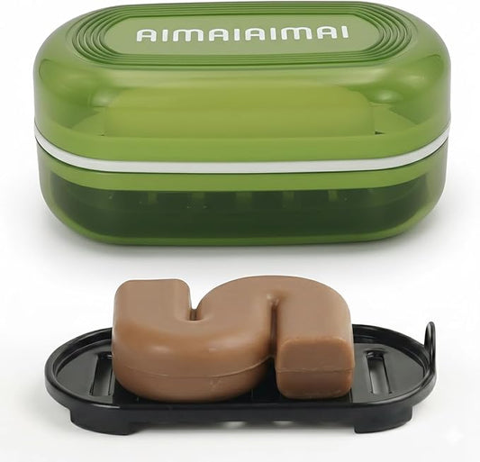 AIMAIAIMAI Soap Holder - Portable Travel Soap Case with Draining Layer - Perfect for Bathroom, Gym, Camping, Traveling (Green)