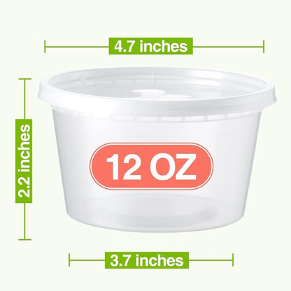 NEEBAKE 75 Sets 12oz Deli-Containers-with-Lids-Airtight-Plastic-Food-Storage-Containers-with-Lids-Soup-Slime-Overnight-Oat-To-Go-Containers