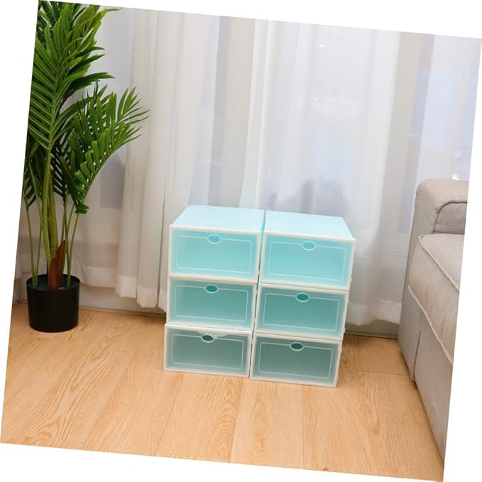 DECHOUS 6PCS Thick Shoe Storage Box Stackable Plastic Shoe Organizer with Lid Sturdy and Dustproof Container for Closet and Home Use