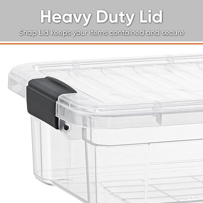 Superio Clear Storage Boxes with Lids, 1.27 Quart Plastic Container Bins for Organizing, Stackable Crates, BPA Free, Non Toxic, Odor Free, Organizers for Home, Office and Dorm, 10 Pack