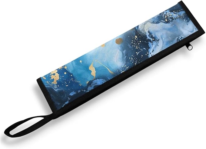 COEQINE Portable Utensil Case Fashion Marble Travel Frok Spoon Knife With Case Keychain Travel Accessories Lightweight Leafproof With Zipper 11.8 x 2.7 inch