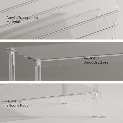 Aquiver Acrylic 3-Tier Long Shoe Rack - Clear Wide Shoe Rack for Closet - Entryway Shoe Storage Organizer - 42.7'‘ L x 11.8'' W x 20.5'' H, Easy Assembly & Clean
