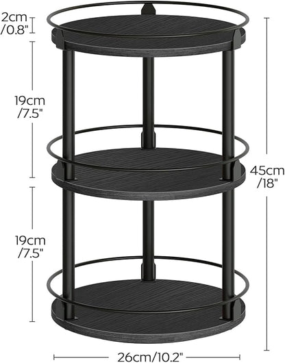 YATINEY Spice Rack, Set of 2 Lazy Susan Organizer, 3 Tier Turntable Organizer For Cabinet, Compact and Versatile, for Kitchen Countertop, Black SR23L2BB