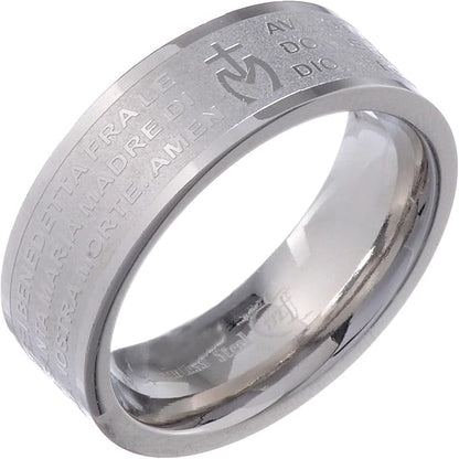 Hail Mary Prayer Ring in Italian - Stainless Steel LUX, 22 mm (0.87 inc.) - UK Y