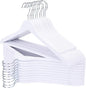 Wooden Hangers 20 Pack, Wood Hangers with Extra Smooth Finish, Precisely Cut Notches & Chrome Swivel Hook, Wooden Clothes Hangers for Shirt Coat Jacket Dress, White