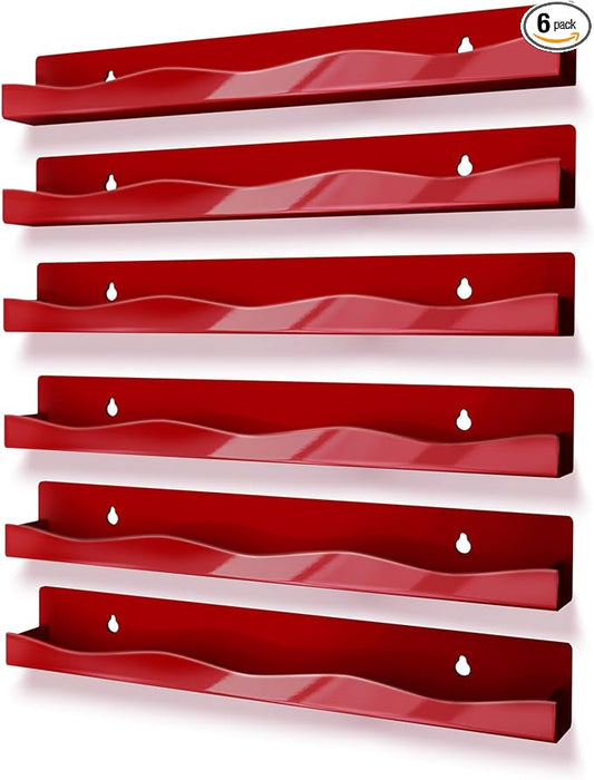 6 Pack Nail Polish Organizer,15 Inch Nail Polish rack for 66-90 Bottles, Dark Red