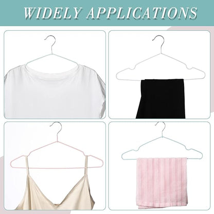 Wesiti 100 Pcs Metal Wire Non Slip Hangers for Clothes Space Saving Hanger Strong 15.7 in Triangle Clothes Coat Suit Bridal Boutique Dress for Closet Dorm Rack(Colorful)