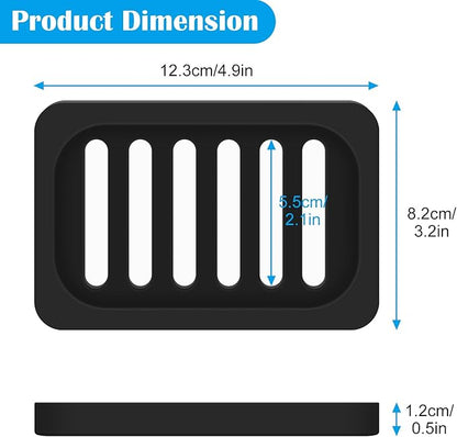 Topsky 2Pcs Soap Dish Holder, Non-Slip Bathroom Accessories Silicone Soap Case Saver, Sink Deck Bathtub Shower Dish Soap Drainer, Silicone Holder for Soap, Sponges, Scrubber (Black-2pcs)