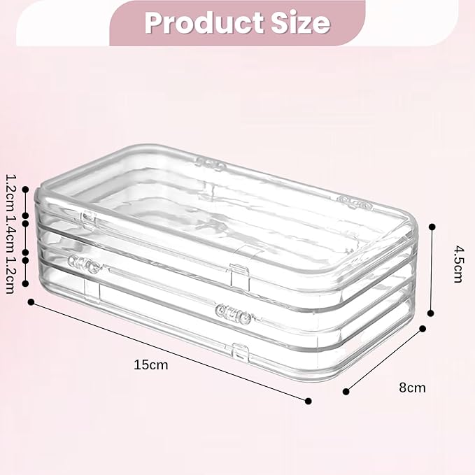 2 Pack Tri-Fold Press On Nail Organizer Case - 4-Page Portable Storage Box for Fake Nails, Clear PET Plastic Travel Holder (6×3.2×1.8 inch)