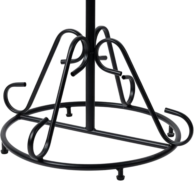 MyGift Black Metal Freestanding Scarf Holder Stand and Belt Display Organizer with 25 Rings and Spiral Design, Decorative Shawl and Scarves Rack