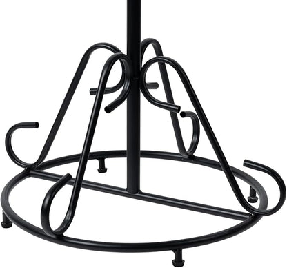 MyGift Black Metal Freestanding Scarf Holder Stand and Belt Display Organizer with 25 Rings and Spiral Design, Decorative Shawl and Scarves Rack