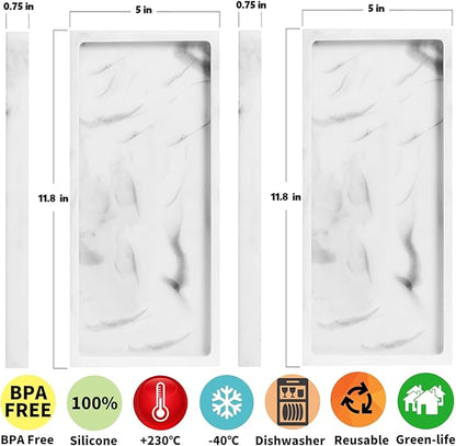 2 Packs Silicone Bathroom Vanity Tray Large 11.8" ＆ Large 11.8" Set - Rectangle Shatterproof Flexible Bathroom Tray for Soap Dispenser, Tissues, Candles, Towel, Plant, Perfume Key