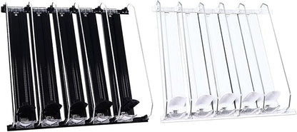 Drink Soda Can Dispenser For Refrigerator, Spring Loaded Fridge Drink, Width Push Rod Slide Rail Soda Can 38cm(Black)