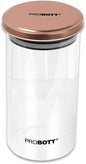 PROBOTT Vetroware Glass Storage Jar 1100ml, Transparent | For Grains, Pulses, Spice, Cereals, Cookies, Dry Fruits | Fridge Storage Container | Multipurpose Organizer Jar with Airtight Metal Lid