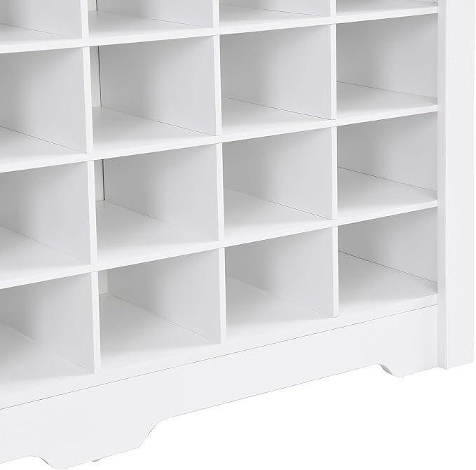 JIVOIT Modern Square Shoe Cabinet with Curved Base, Sleek Design 24 Shoe Cubby Console, Versatile Sideboard for Hallway, Bedroom, Living Room (White,Curved Base)